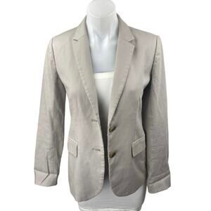 J.Crew Women's Beige Two Button Notch Collar Long Sleeve Blazer Coat Jacket Sz 0